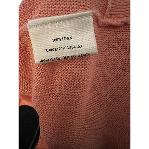 Eileen Fisher Peach 100% Organic Linen Lightweight Sweater, Petite Medium - Picture 4 of 4